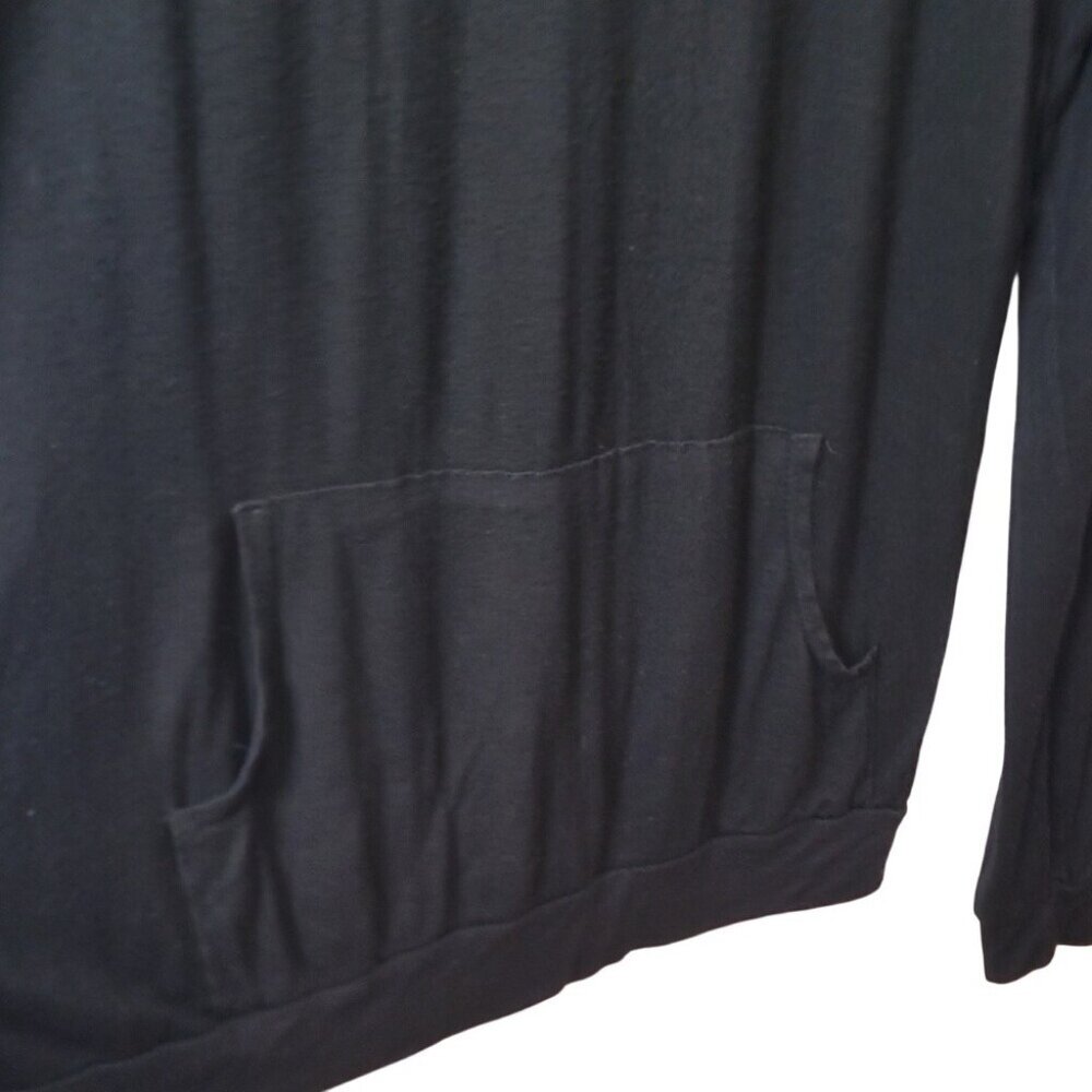 French Pastry Black Hoodie "I Donut Care" Lightweight Pullover With Drawstrings - Picture 8 of 9